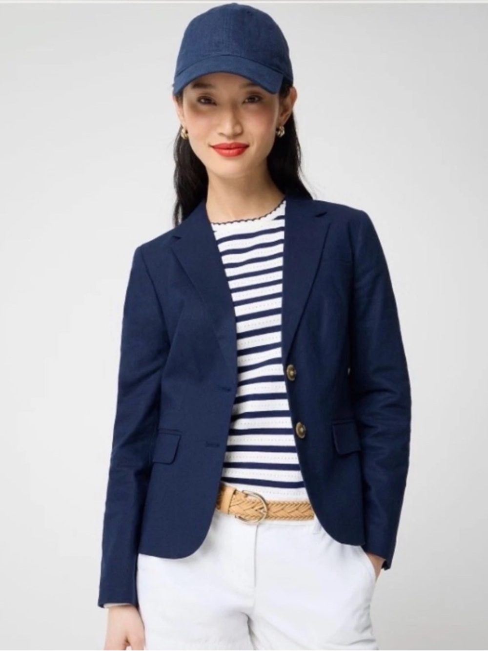 J. Crew Factory Linen-blend schoolboy blazer - White
